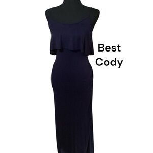 NAVY BLUE SPAGHETTI STRAP MAXI DRESS SOFT TSHIRT MATERIAL SIZE SMALL